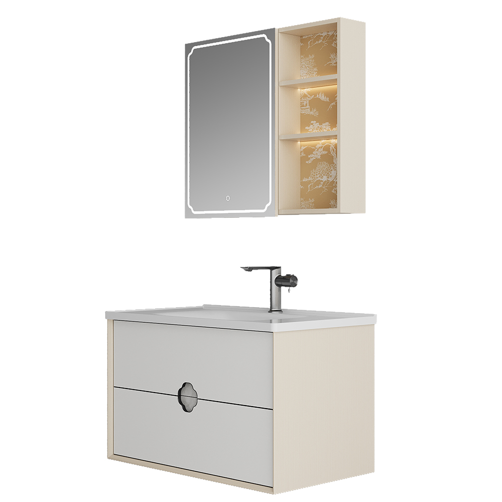 BC6303-090陶瓷盆款 生态实木91桃色软件柜